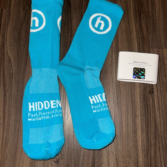Hidden NY Classic Logo Sock Aqua - Made in USA - Rare Streetwear - Picture 1 of 3
